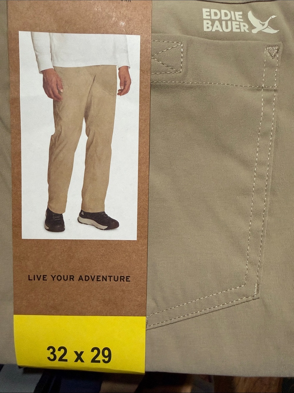 Eddie Bauer Khaki/Tan Rainer Tech Pants 32x29 NWT